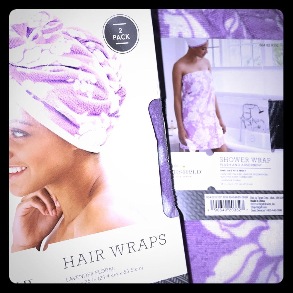 NIB Threshold 2pk Hair Wraps & Shower Wrap Set!